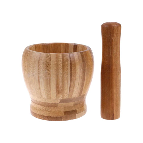 Pilão, Socador, Cozinha, Utensílio de Bambu, Moedor de Ervas, Triturador de Alho, Pilão de Bambu com Socador, Triturador de Alho e Ervas Natural, Moedor de Temperos Manual, Pilão Ecológico para Cozinha, Utensílio de Cozinha em Bambu, Pilão para Temperos com Tampa