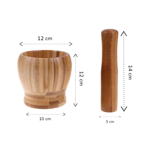 Pilão, Socador, Cozinha, Utensílio de Bambu, Moedor de Ervas, Triturador de Alho, Pilão de Bambu com Socador, Triturador de Alho e Ervas Natural, Moedor de Temperos Manual, Pilão Ecológico para Cozinha, Utensílio de Cozinha em Bambu, Pilão para Temperos com Tampa