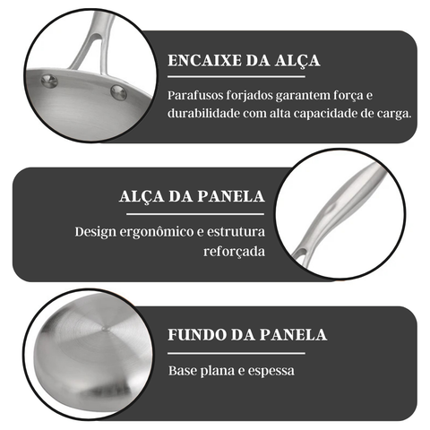 Frigideira Inox Supercondutora de Camada Tripla